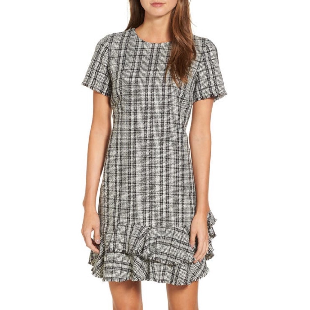 Chelsea28 Tweed Ruffle Shift Dress Size 0